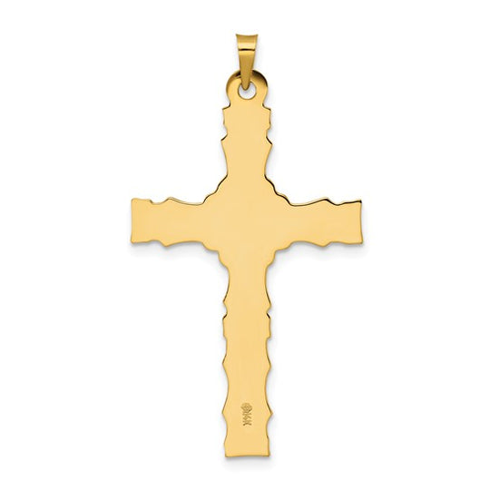 Colgante de Cruz con Diseño Elegante en Oro Amarillo de 14k Pulido