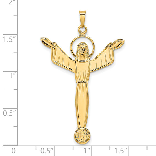 Colgante Cristo Resucitado Sólido Pulido en Oro 14K