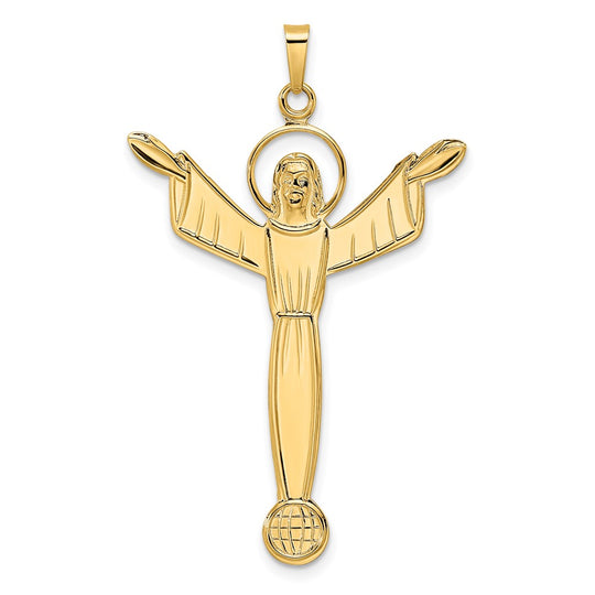 Colgante Cristo Resucitado Sólido Pulido en Oro 14K