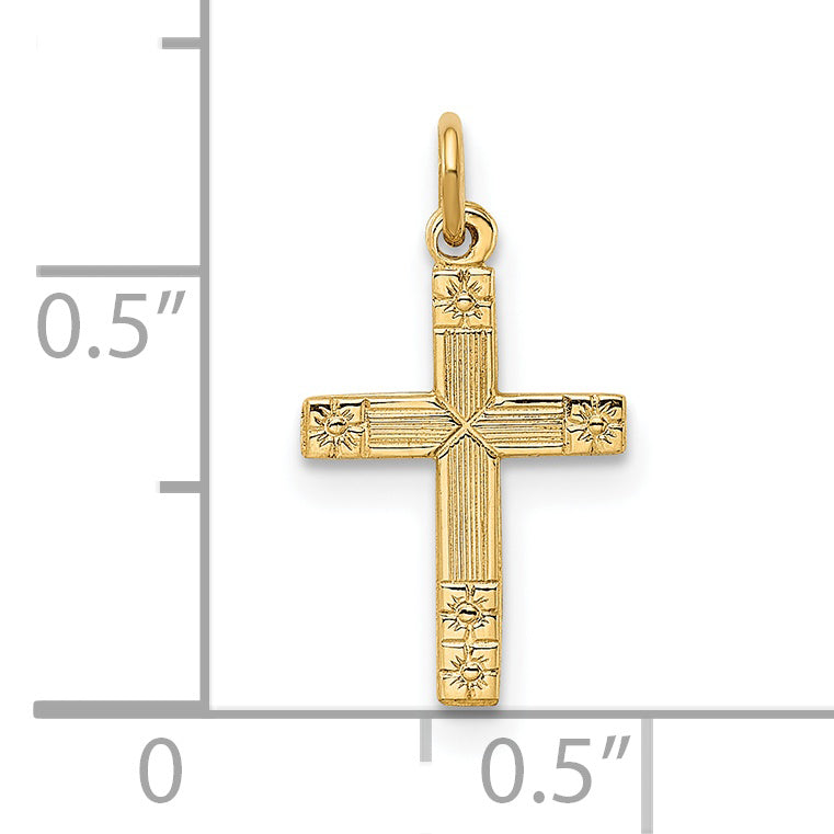 Colgante de Cruz Sólida Pulida y Texturizada 14K