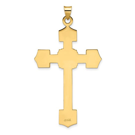 Colgante de Cruz con Diseño Elegante en Oro Amarillo de 14K