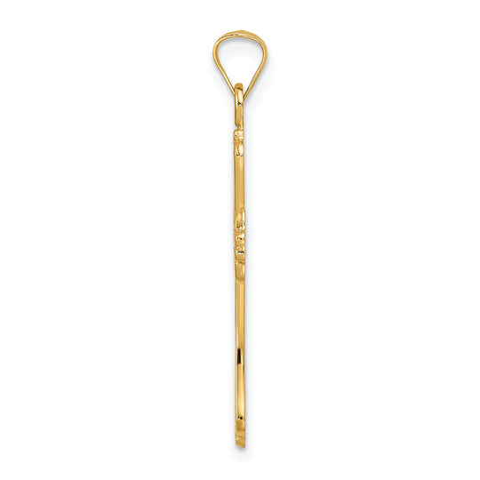 Colgante Cruz de Diseño Elegante en Oro Amarillo 14K Pulido y Sólido