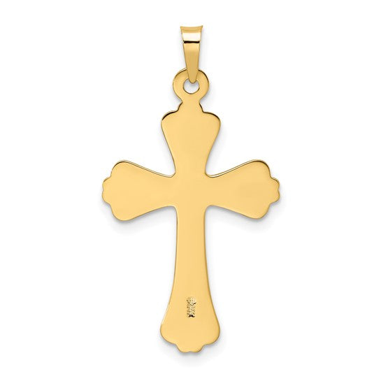 Colgante Cruz de Diseño Elegante en Oro Amarillo 14K Pulido y Sólido