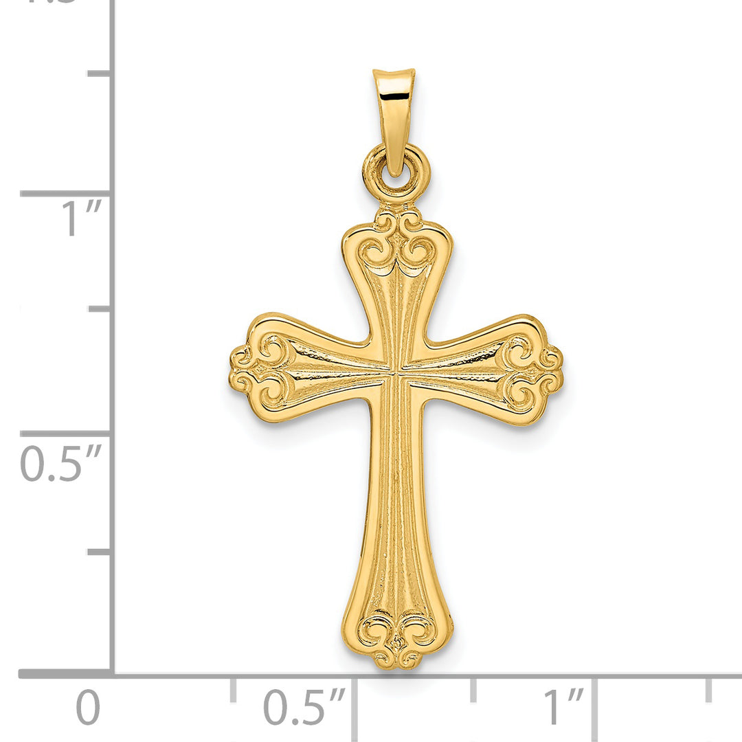 Colgante Cruz de Diseño Elegante en Oro Amarillo 14K Pulido y Sólido