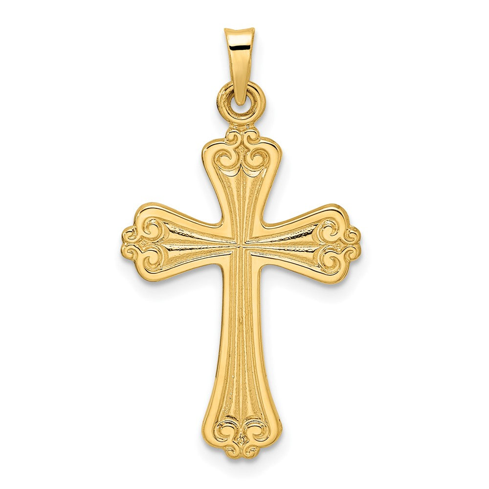 Colgante Cruz de Diseño Elegante en Oro Amarillo 14K Pulido y Sólido