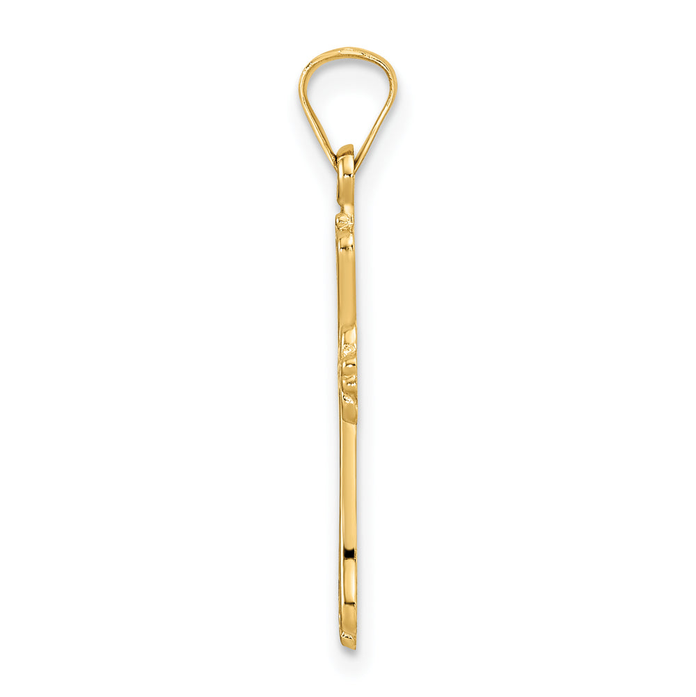 Colgante Cruz de Diseño Elegante en Oro Amarillo 14K Pulido y Sólido