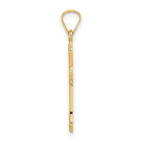 Colgante Cruz de Diseño Elegante en Oro Amarillo 14K Pulido y Sólido