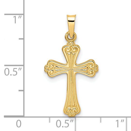 Colgante Cruz de Diseño Elegante en Oro Amarillo 14K Pulido y Sólido