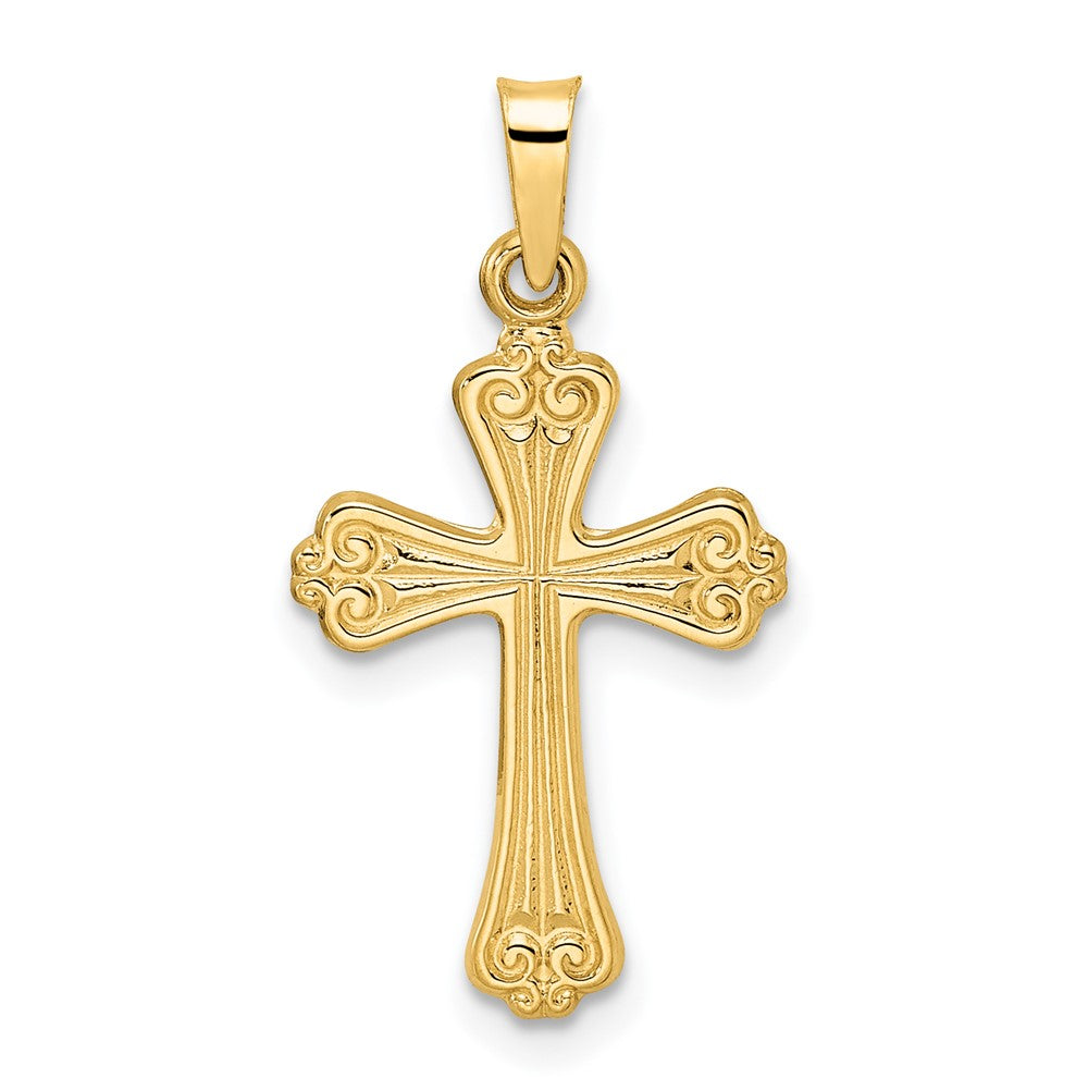 Colgante Cruz de Diseño Elegante en Oro Amarillo 14K Pulido y Sólido