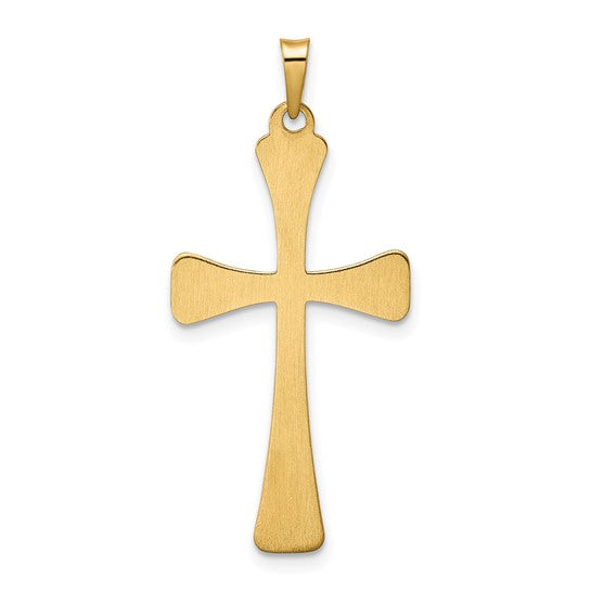 Colgante de Cruz Hueca Pulida en Oro Amarillo de 14k