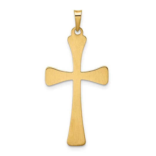 Colgante de Cruz Hueca Pulida en Oro Amarillo de 14k