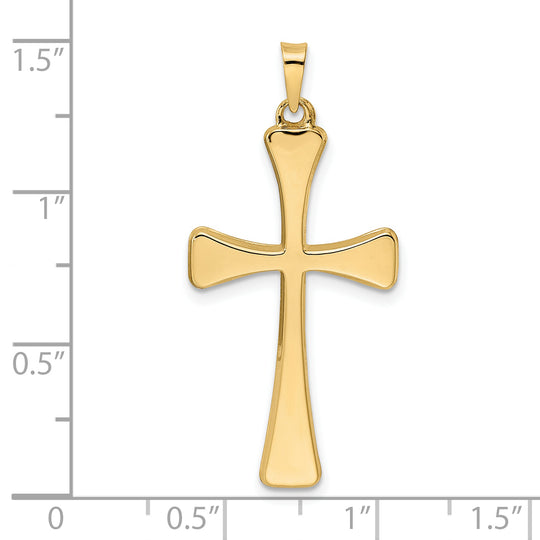 Colgante de Cruz Hueca Pulida en Oro Amarillo de 14k