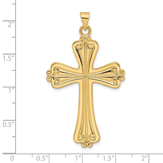 Colgante Cruz Sólida y Elegante Pulida en Oro Amarillo 14K