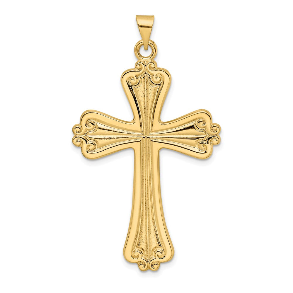 Colgante Cruz Sólida y Elegante Pulida en Oro Amarillo 14K