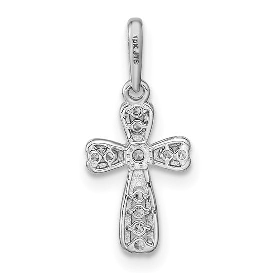 Colgante Cruz de Oro Blanco de 14k con CZ