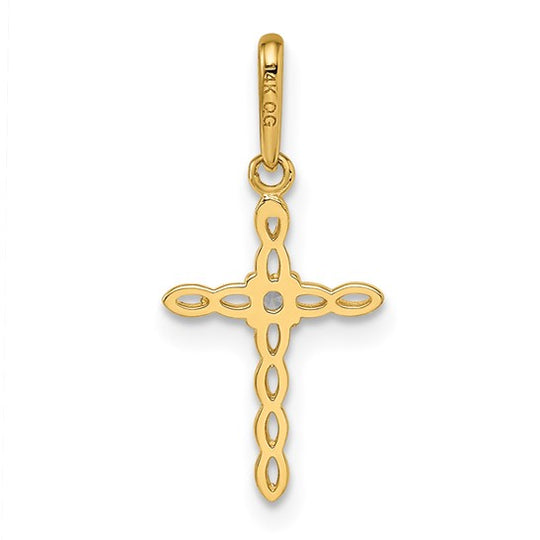 Colgante de Cruz con Circonita Cúbica (CZ) en Oro Amarillo de 14k