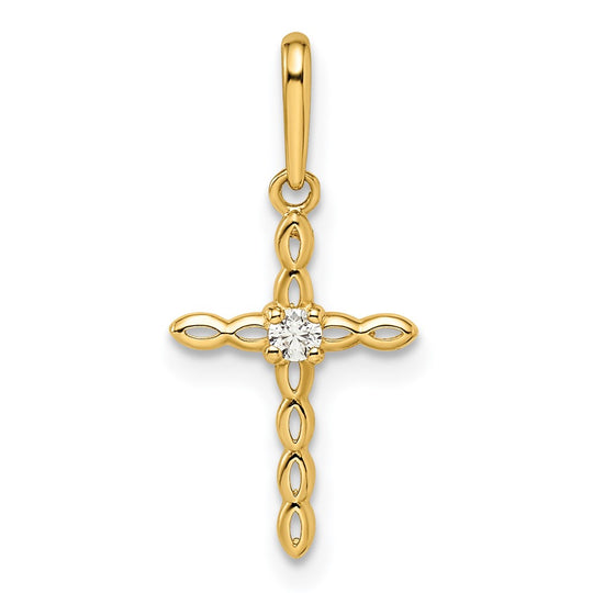 Colgante de Cruz con Circonita Cúbica (CZ) en Oro Amarillo de 14k