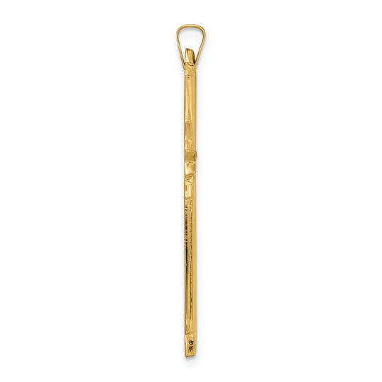 Colgante de cruz elegante sólido pulido de 14 k