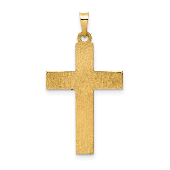 Colgante de Crucifijo INRI Hueco Retorcido y Pulido en Oro de 14k Bicolor