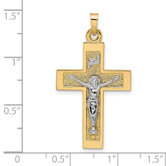 Colgante de Crucifijo INRI en Oro Macizo de 14k Bicolor Pulido