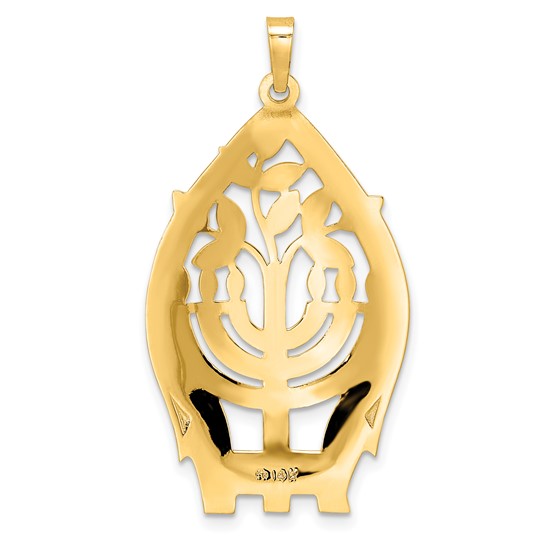 Dije Árbol de la Vida Menorá en Oro de 14k Pulido y Hueco