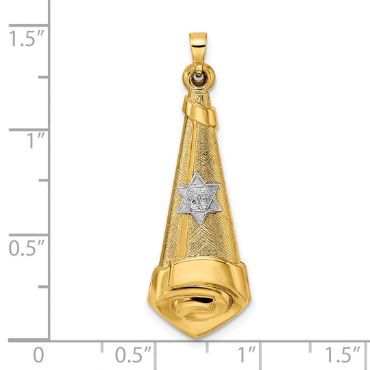 Colgante de Pergamino y Estrella Hueco en Oro de 14k Bicolor