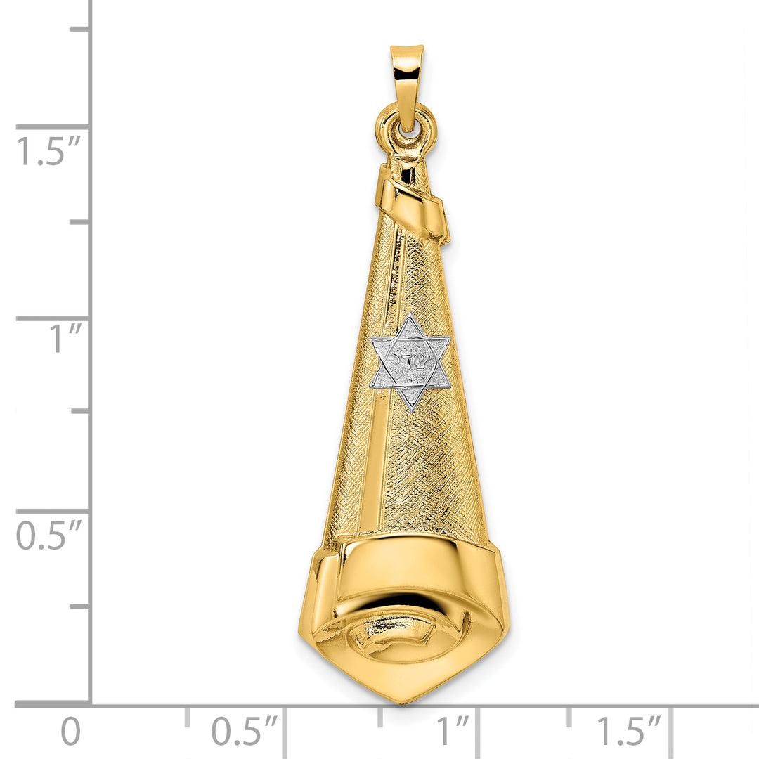 Colgante de Pergamino Hueco en Oro de 14k Bicolor Pulido