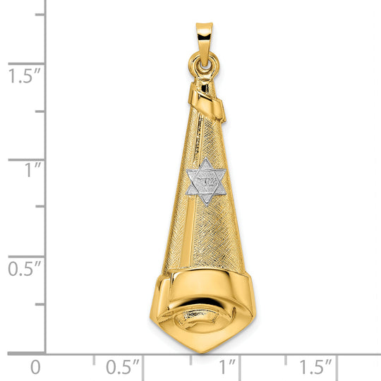 Colgante de Pergamino Hueco en Oro de 14k Bicolor Pulido