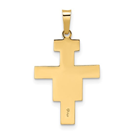 Colgante de Crucifijo Sólido en Oro de 14k Bicolor