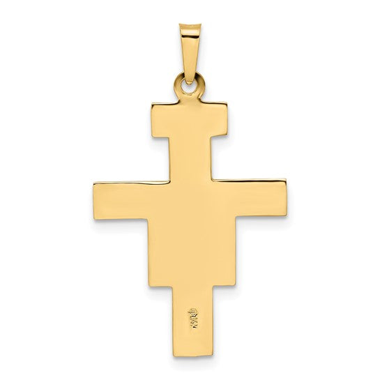 Colgante de Crucifijo Sólido en Oro Bicolor de 14K