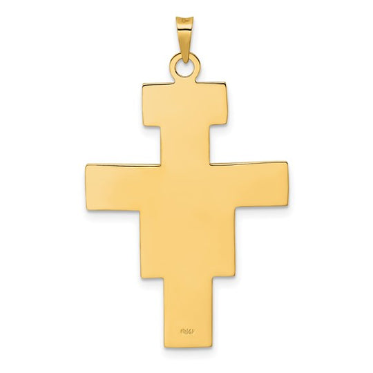 Colgante de Cruz Sólida Elegante Bicolor Pulido en Oro de 14k