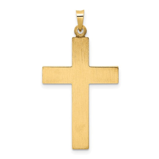 Colgante de Cruz de Rosario Hueco Bicolor Pulido en Oro de 14k