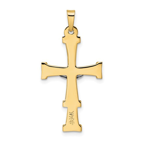 Colgante de Crucifijo INRI en Oro Macizo de 14k Bicolor Pulido