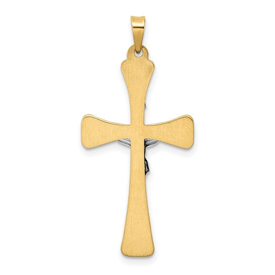 Colgante de Crucifijo INRI Hueco Pulido en Oro de 14k Bicolor