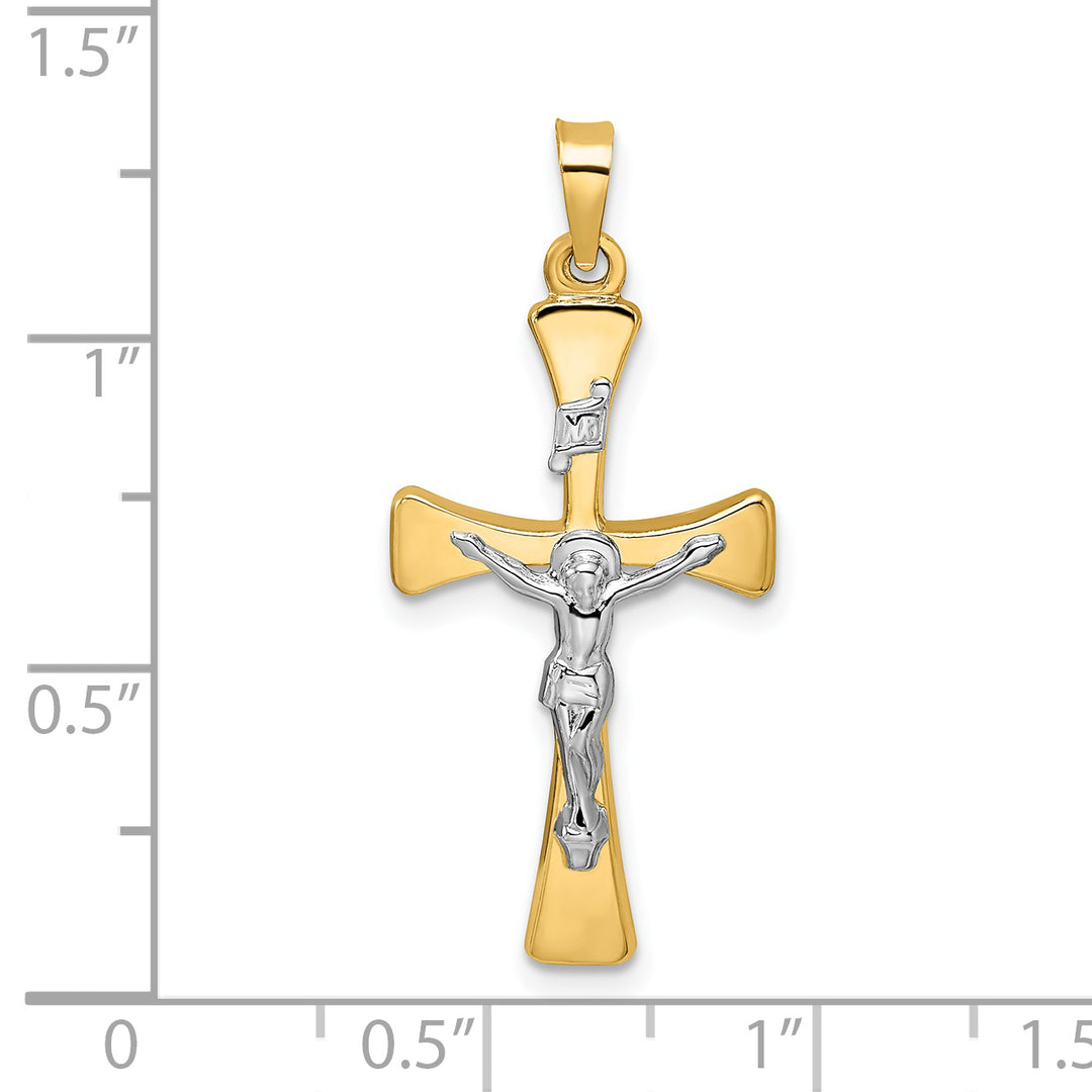 Colgante Cruz INRI Hueco Pulido Bicolor 14K