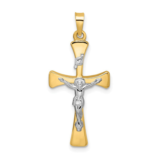 Colgante Cruz INRI Hueco Pulido Bicolor 14K