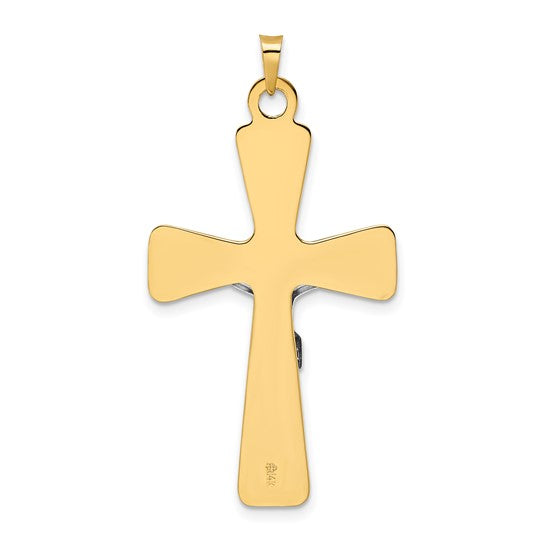 Colgante de Crucifijo INRI Sólido Pulido en Oro de 14k Bicolor