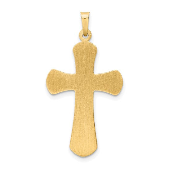 14k Crucifijo INRI Hueco de Dos Tonos y Rodio Blanco