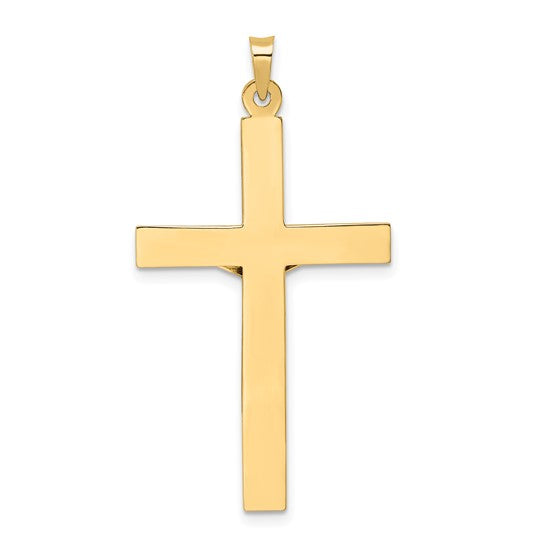 Colgante Crucifijo INRI Sólido Pulido de Oro 14K Bicolor