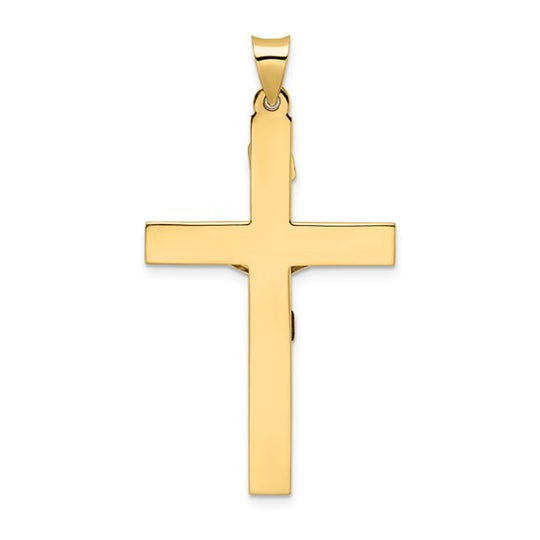 Colgante de Crucifijo INRI Sólido Pulido en Oro de 14k Bicolor