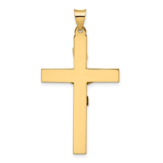 Colgante de Cruz Crucifijo INRI Sólido de 14K Bicolor Pulido