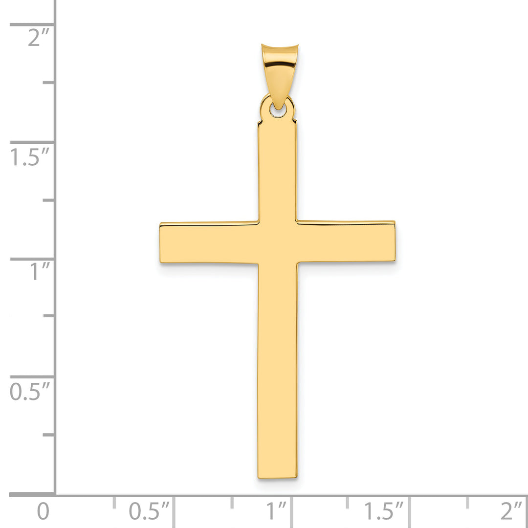 Colgante de Cruz Sólido Pulido en Oro Amarillo de 14k