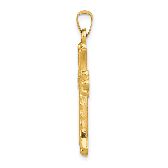 Colgante Cruz Fleur De Lis Hueco en Oro Amarillo de 14k