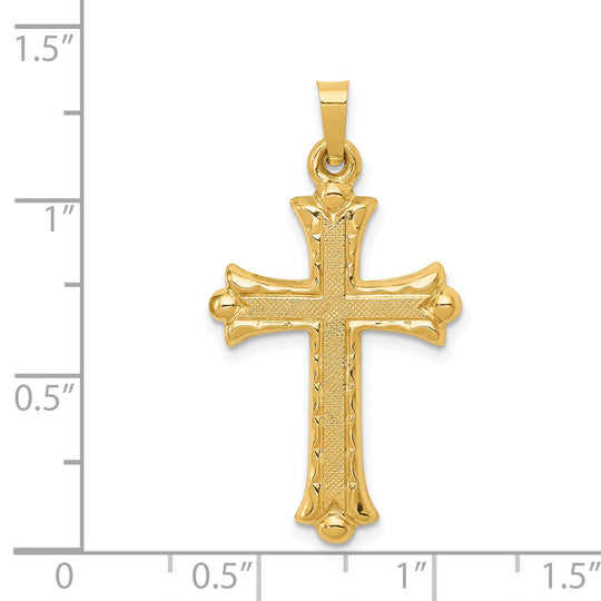 Colgante Cruz Fleur De Lis Hueco en Oro Amarillo de 14k