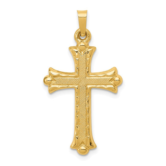 Colgante Cruz Fleur De Lis Hueco en Oro Amarillo de 14k