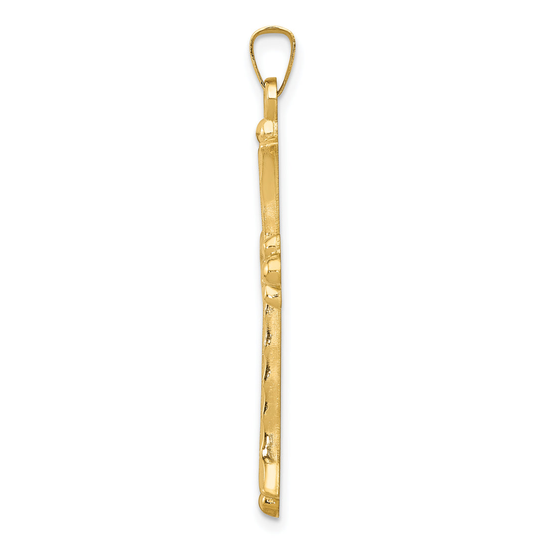 Colgante de Cruz Fleur De Lis Hueca en Oro Amarillo de 14k