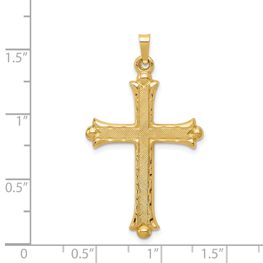 Colgante de Cruz Fleur De Lis Hueca en Oro Amarillo de 14k