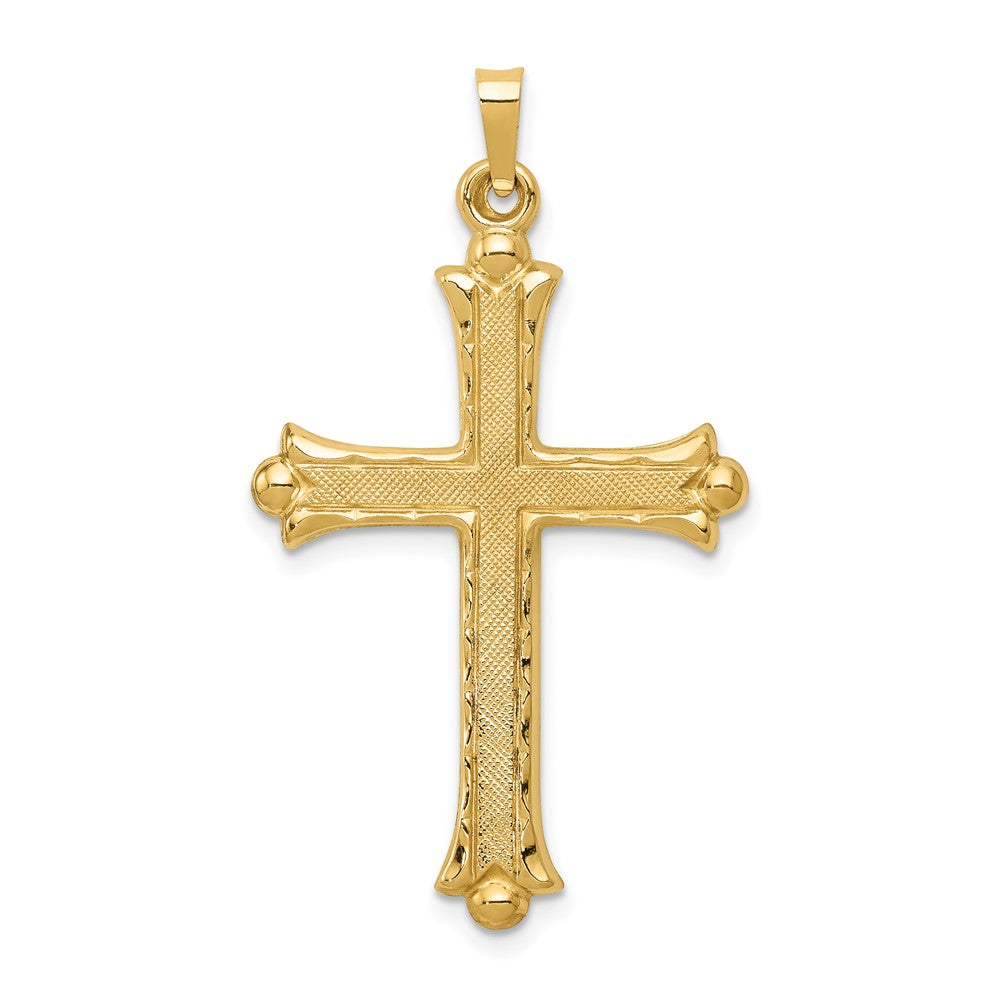 Colgante de Cruz Fleur De Lis Hueca en Oro Amarillo de 14k