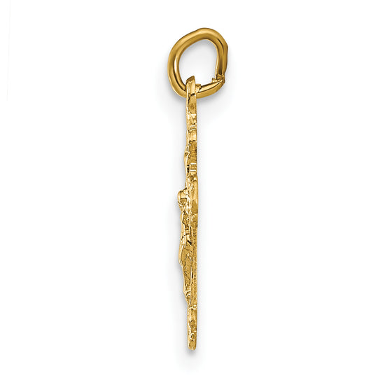 Colgante de Crucifijo Hueco INRI en Oro Amarillo de 14k