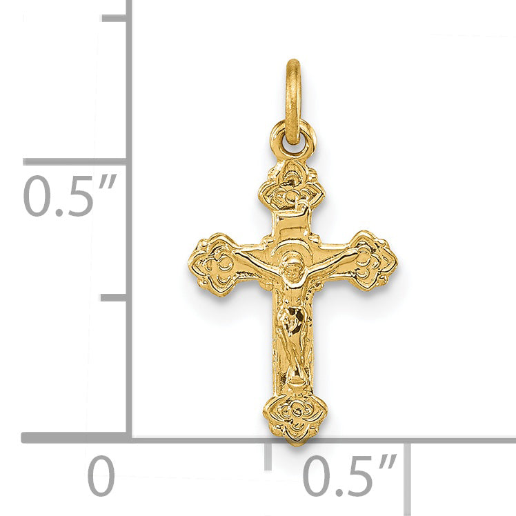 Colgante de Crucifijo Hueco INRI en Oro Amarillo de 14k